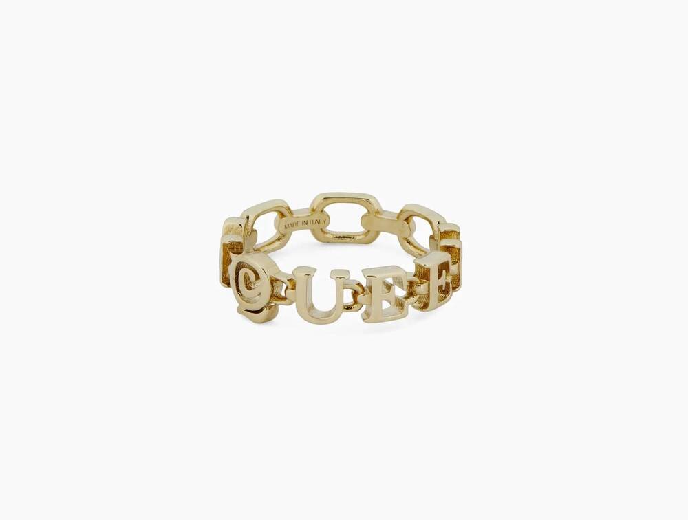 NEW ALEXANDER MCQUEEN women's logo ring in gold